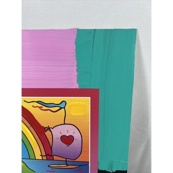 Peter Max Sailboat w/ Heart 248418 Hand Embellished Signed Serigraph - Picture 3 of 10